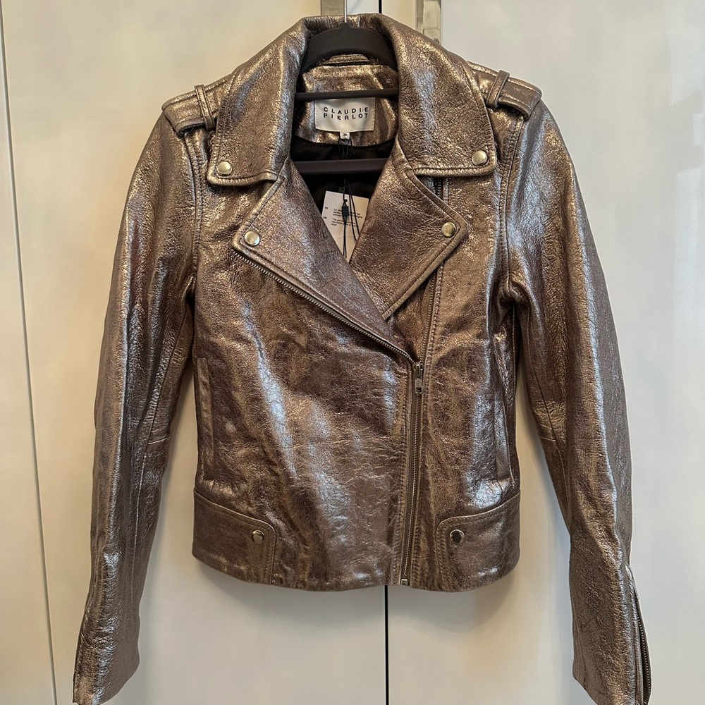 Bronze rose gold leather jacket